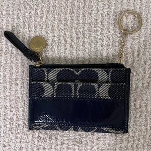 Coach logo zip card case - denim